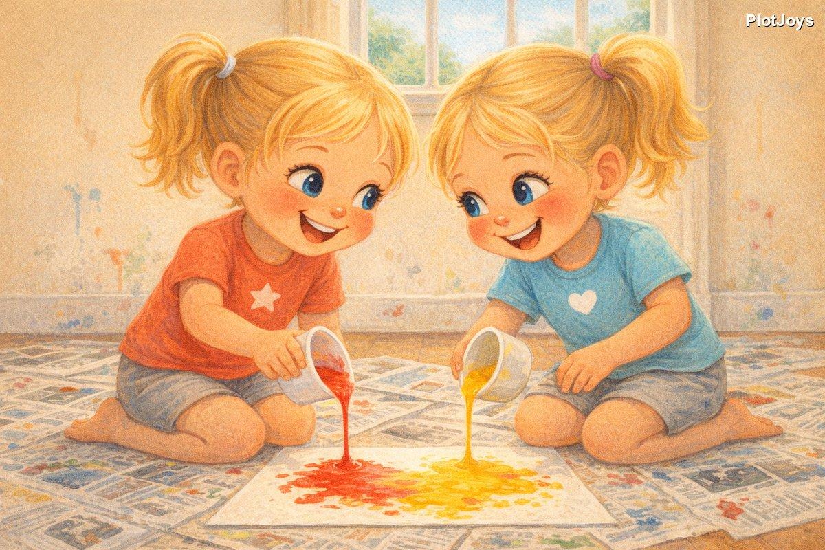 Ava with red and Zoe with yellow, orange appearing between them