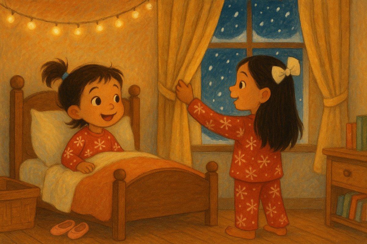 Melody and Meadow hearing a thump and jingle on the roof on Christmas Eve