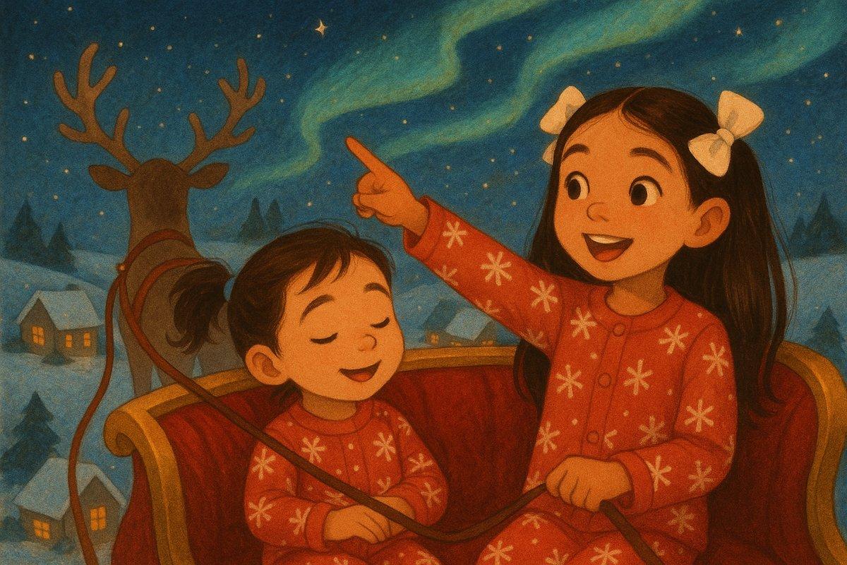 Flying through the magical night, Melody singing carols