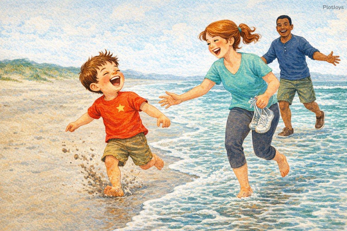 Ethan eating lunch with his family by the water