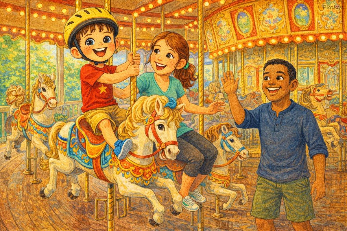 Ethan riding the carousel in Golden Gate Park