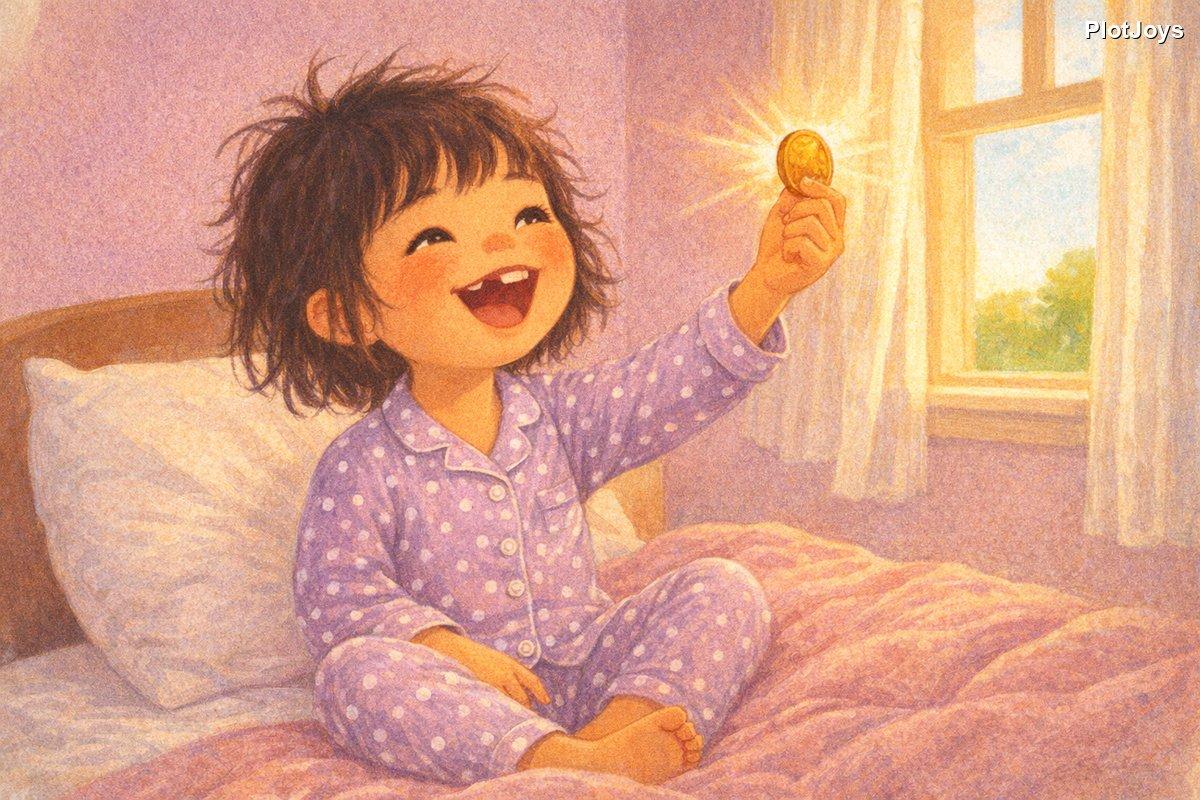Morning light, JiaLin's hand flying under the pillow to find a shiny coin
