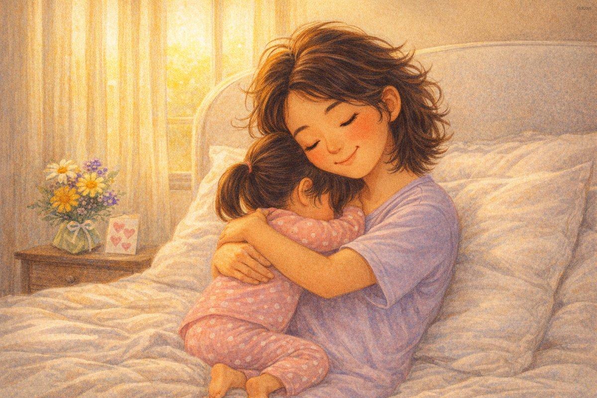 Dao and JiaLin in a deep hug on the bed, JiaLin's arms wrapped around Dao's neck, Dao's arms wrapped fully around JiaLin