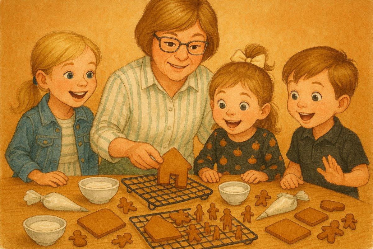 Grandma Karen cheerfully calling everyone to start building