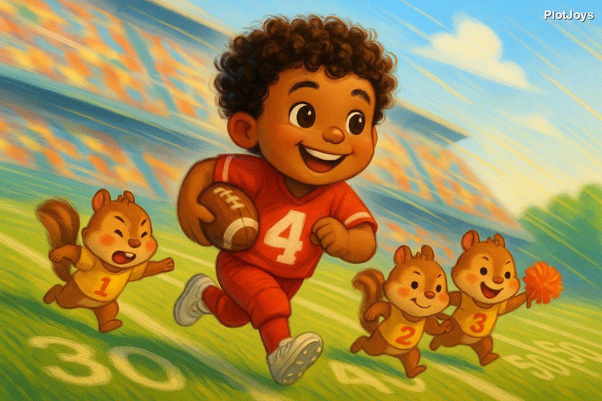 Max running fast across the football field