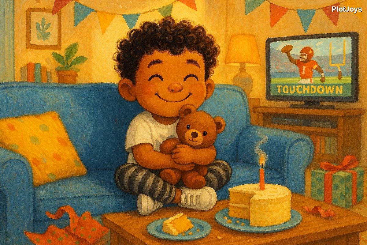 Max giggling at home, the best birthday ever