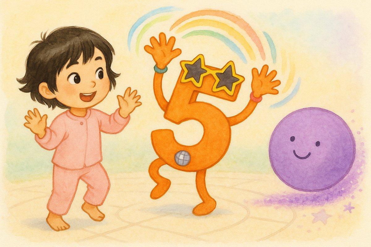 Five dancing over with Circle rolling behind