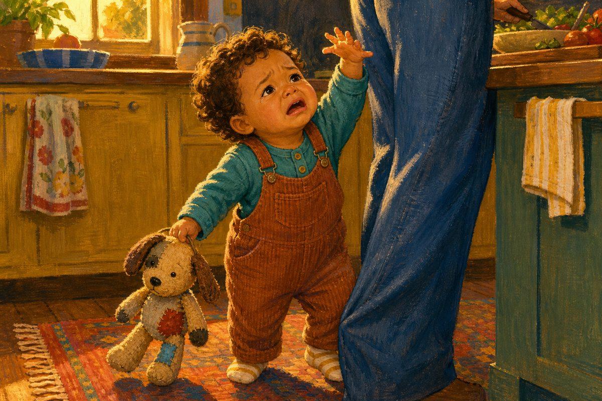 A tired toddler tugs on a grown-up’s leg with a whimpery whine at the end of the day — the 5 o’clock whine
