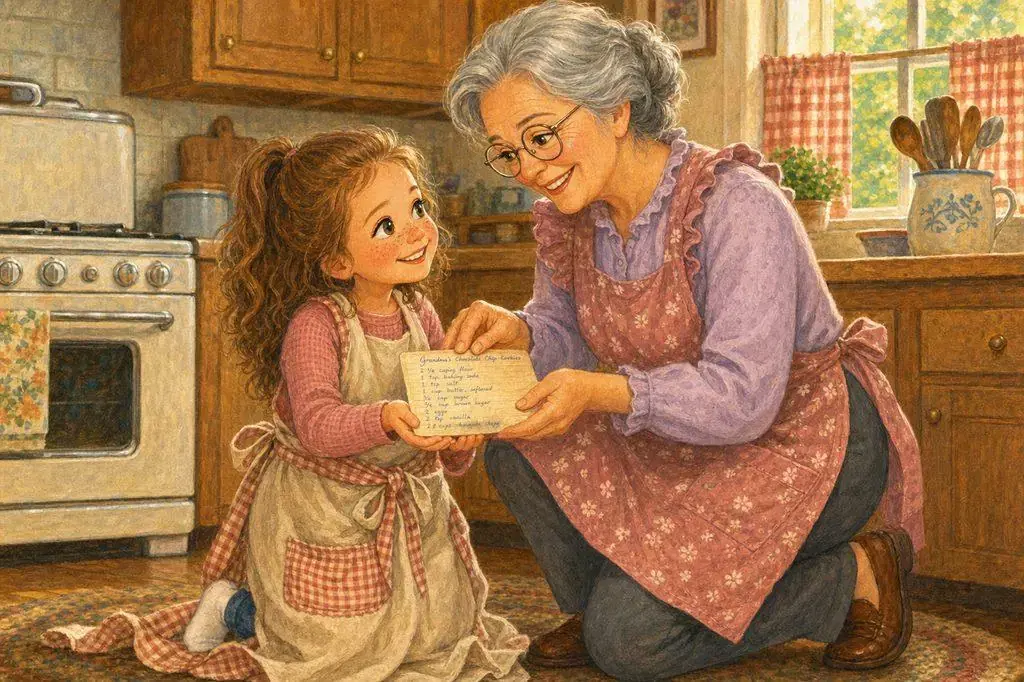 Grandma presses the recipe card into Nora’s hands — “It’s yours now. Keep it close.”